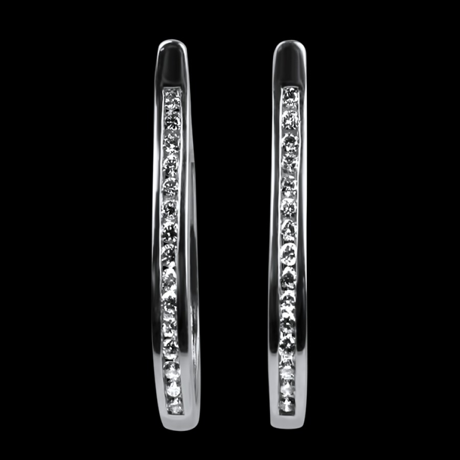 Estate PAGE Estate | Estate 14K White Gold Elongated Diamond Hoop Earrings