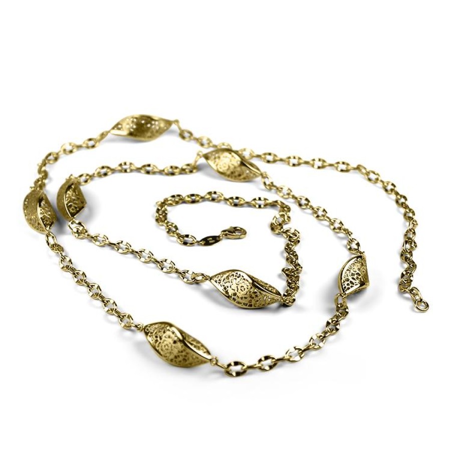 Estate PAGE Estate | Estate 14K Yellow Gold "Brazil Nut" Station 36" Necklace