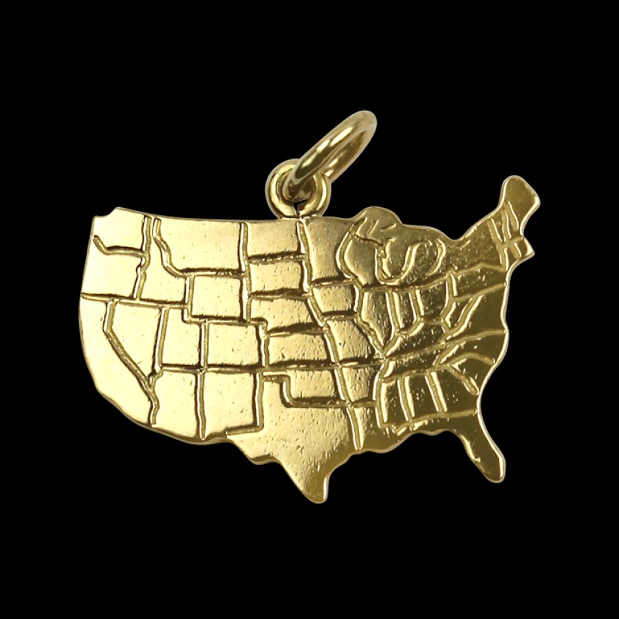 Estate PAGE Estate | Estate 14K Yellow Gold Usa Map Charm/Pendant