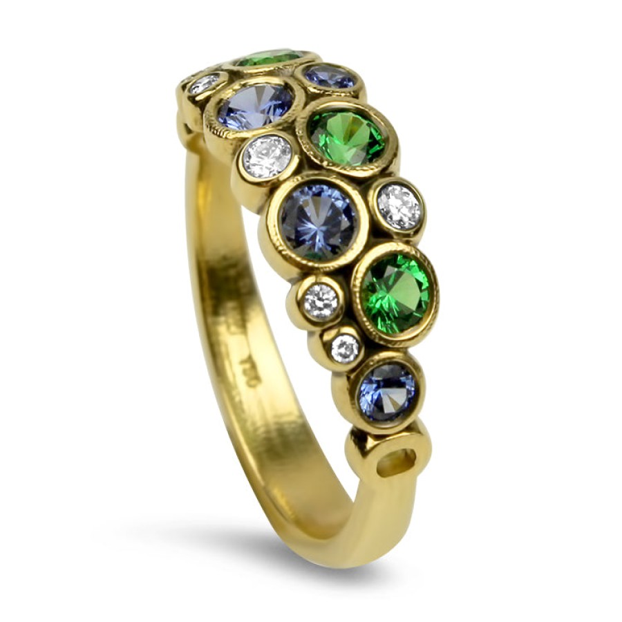 Jewelry Alex Sepkus Diamond Rings | Alex Sepkus 18K Yellow Gold Sapphire And Tsavorite Orchard Ring