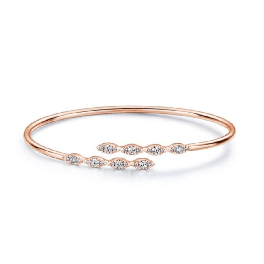 Jewelry Hearts on Fire Diamond Bracelets | Hearts On Fire Aerial 18K Rose Gold Marquis Flexi Diamond Bangle Brace