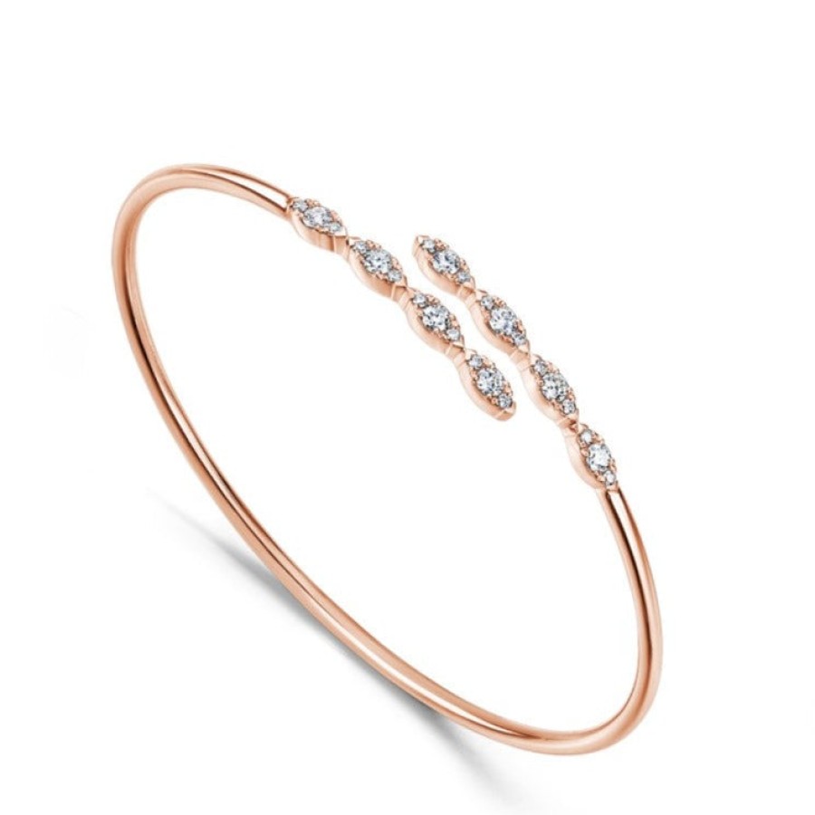 Jewelry Hearts on Fire Diamond Bracelets | Hearts On Fire Aerial 18K Rose Gold Marquis Flexi Diamond Bangle Brace