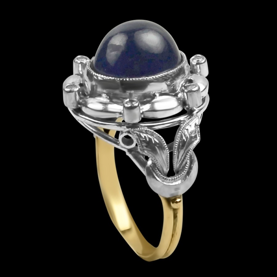 Estate PAGE Estate | Estate Platinum & 14K Yellow Gold Sapphire & Diamond Ring