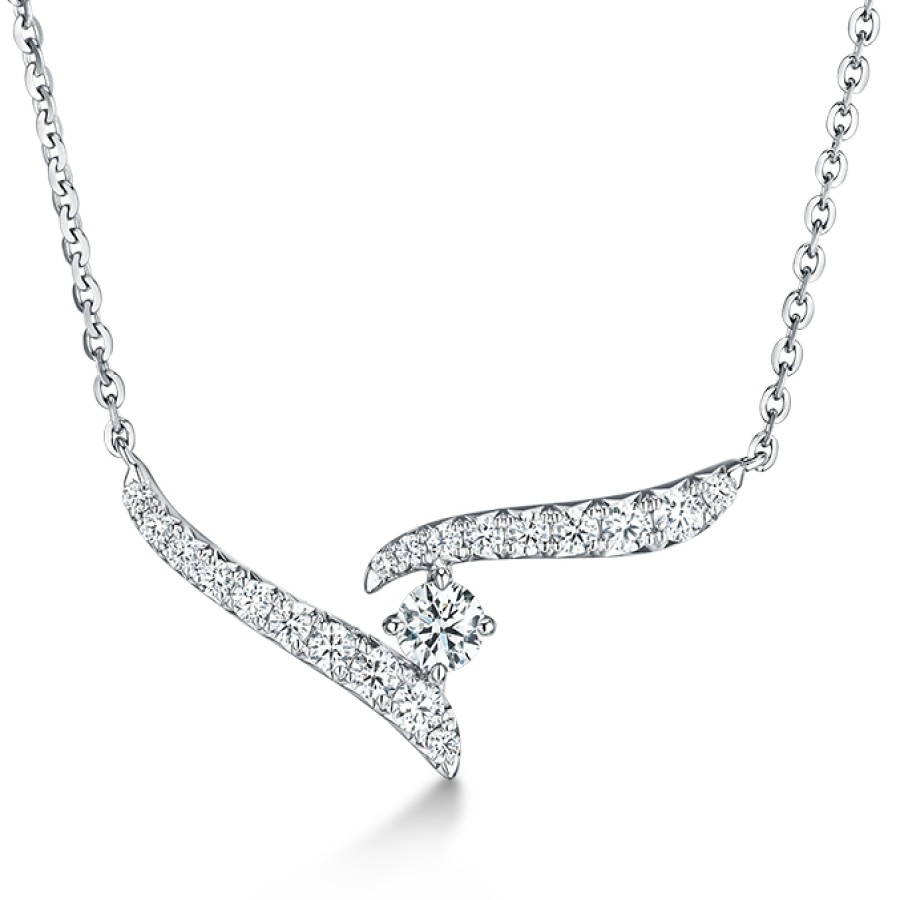 Jewelry Hearts on Fire Diamond Necklaces & Pendants | Hearts On Fire 18K White Gold Vela Crossover Diamond Necklace