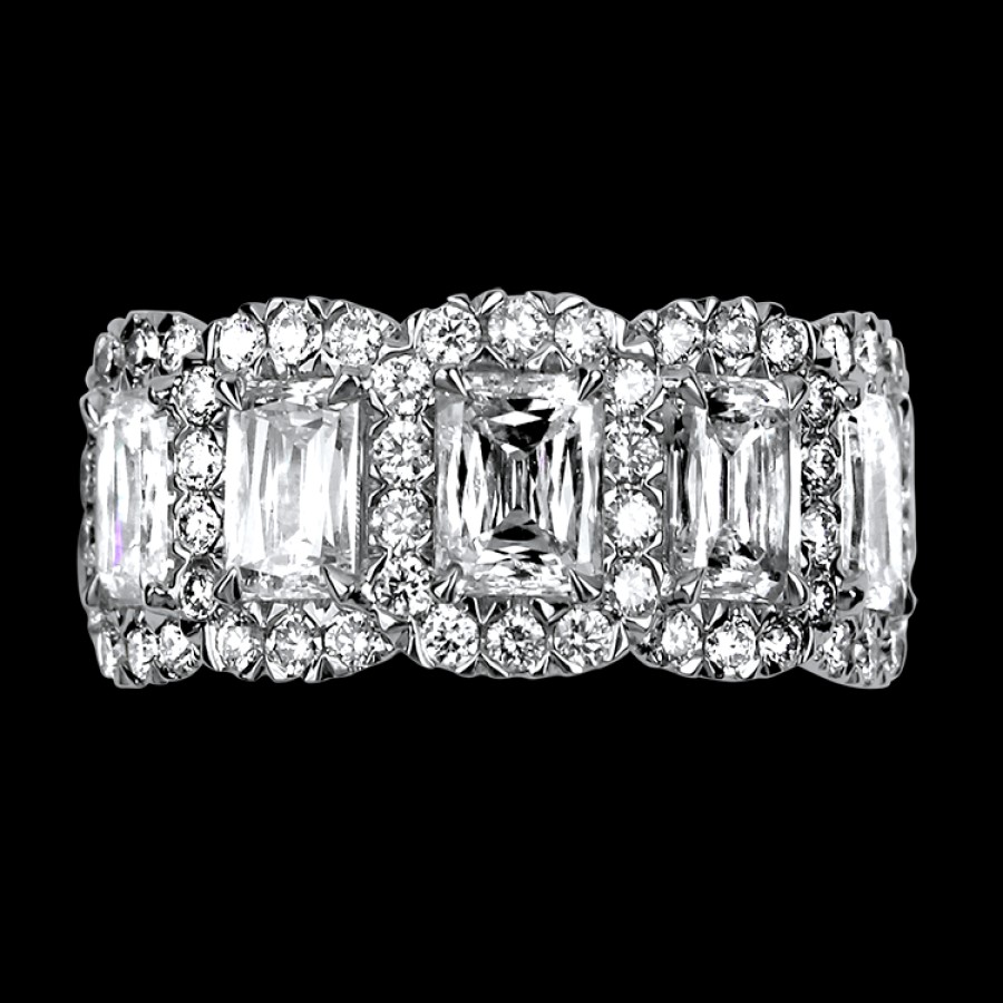 Jewelry Christopher Designs Diamond Rings | Christopher Designs 18K White Gold Emerald Diamond Anniversary Band