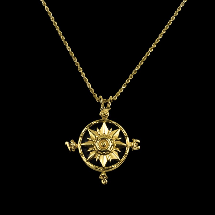 Estate Estate AGA Correa | Estate 14K Yellow Gold A.G.A. Correa "Compass Rose" Pendant Necklace