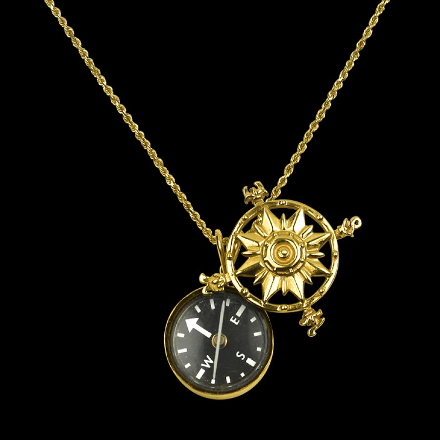 Estate Estate AGA Correa | Estate 14K Yellow Gold A.G.A. Correa "Compass Rose" Pendant Necklace