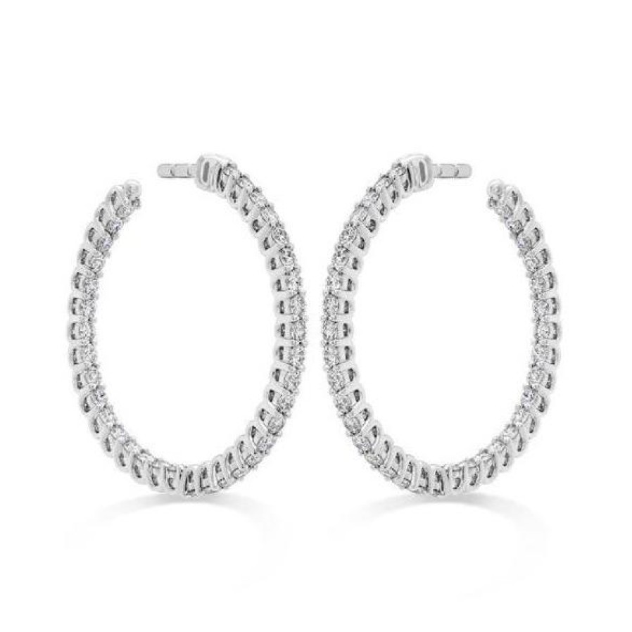 Jewelry Hearts on Fire Diamond Earrings | Hearts On Fire Signature Round Inside Out Diamond Hoop - Small