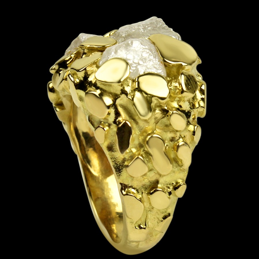 Estate PAGE Estate | Estate 18K Yellow Gold Nugget & Raw Diamond Ring