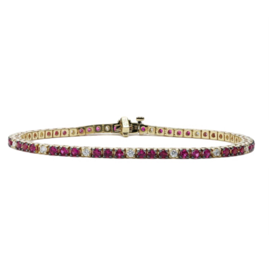 Jewelry Mark Henry Tennis + Line Bracelets | Mark Henry 18K Yellow Gold Ruby And Diamond Tennis Bracelet