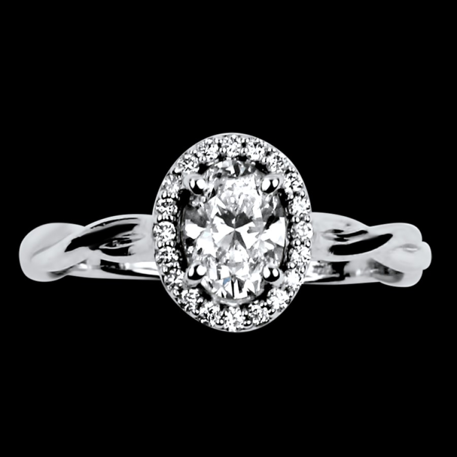 Estate PAGE Estate | Estate 14K White Gold Halo Style .73Ct Oval Diamond Engagement Ring Wi