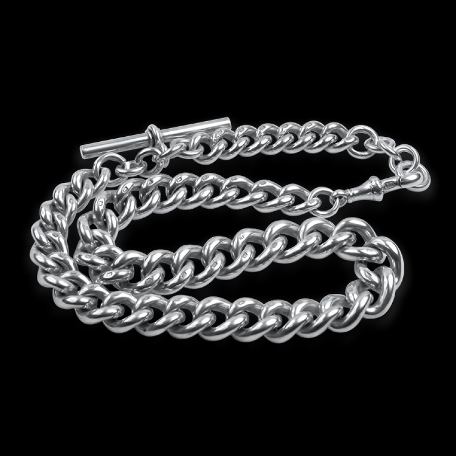 Estate PAGE Estate | Estate Waldemar Style Sterling Silver Watch Chain 15.5"