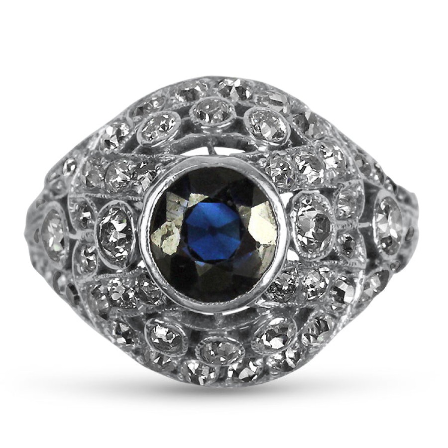 Estate PAGE Estate | Estate Edwardian Platinum 1.10Cts Sapphire And Diamond Cluster Ring