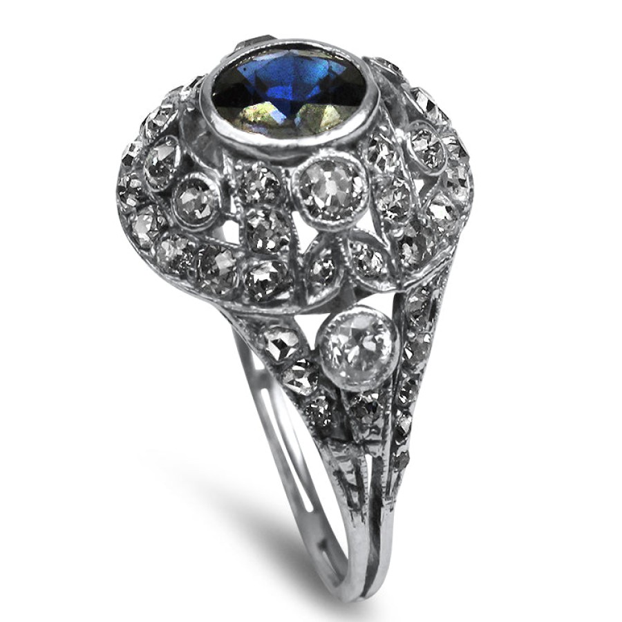 Estate PAGE Estate | Estate Edwardian Platinum 1.10Cts Sapphire And Diamond Cluster Ring