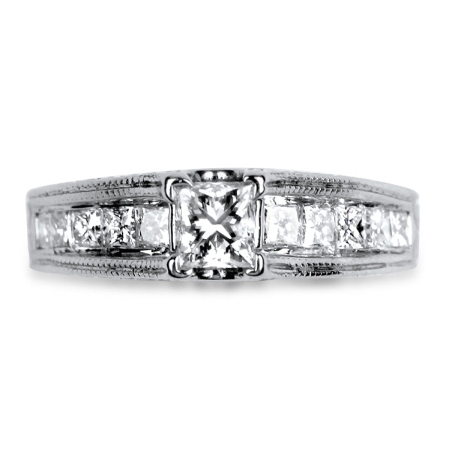 Estate PAGE Estate | Estate 14K White Gold .37Ct Princess Cut Invisible Set Engagement Ring