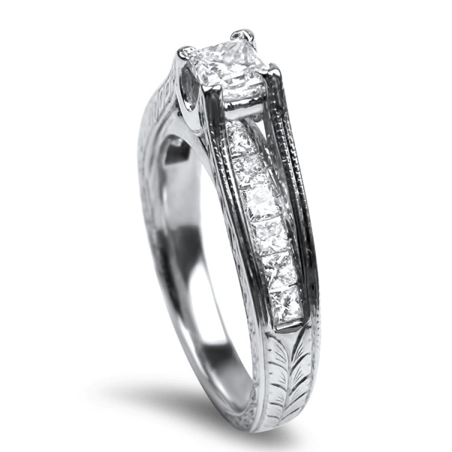 Estate PAGE Estate | Estate 14K White Gold .37Ct Princess Cut Invisible Set Engagement Ring