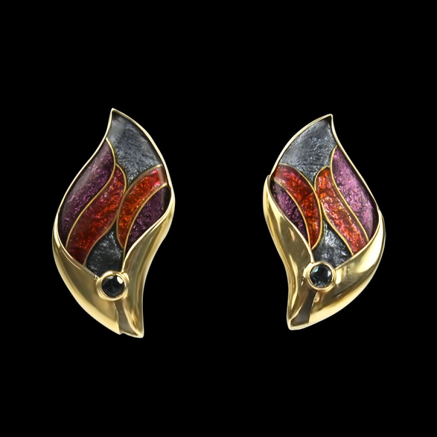 Estate PAGE Estate | Estate 14K Yellow Gold Enamel Stud Earrings