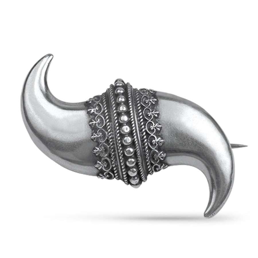 Estate PAGE Estate | Estate Victorian Etruscan Revival Double Horn Brooch