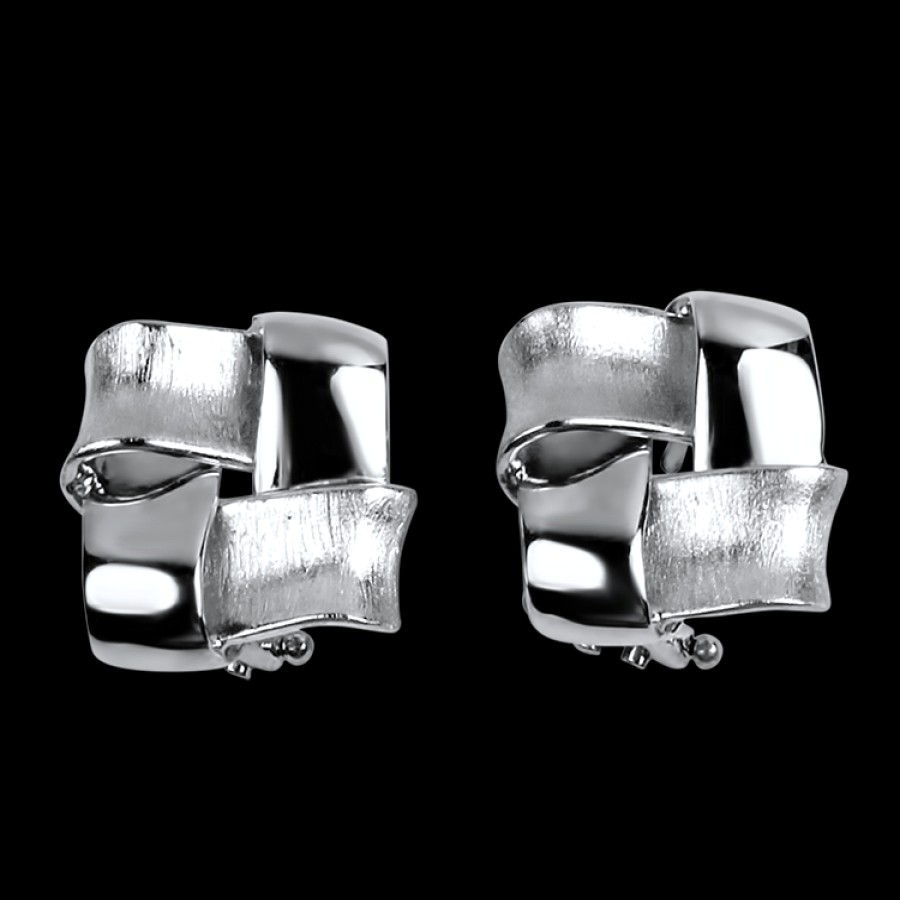 Estate PAGE Estate | Estate 14K White Gold Square Ribbon Stud Earrings