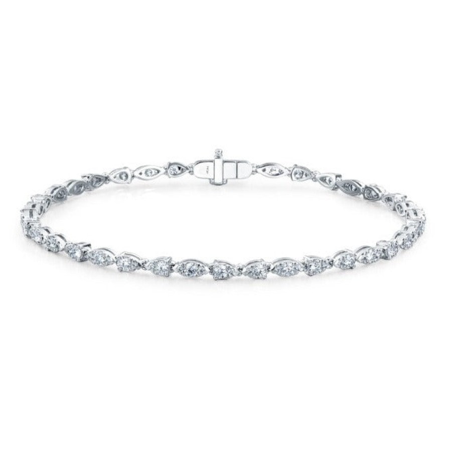 Jewelry Hearts on Fire Tennis + Line Bracelets | Hearts On Fire Aerial 18K White Gold Dewdrop Diamond Line Bracelet