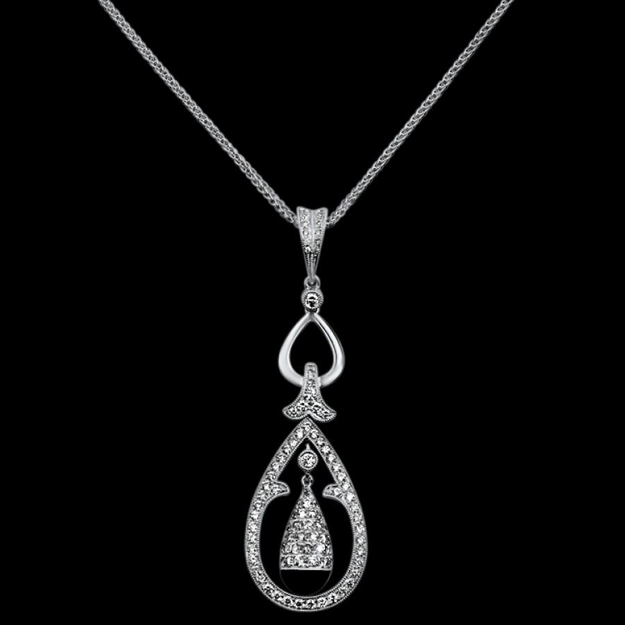 Estate PAGE Estate | Estate 18K White Gold Drop Diamond Necklace