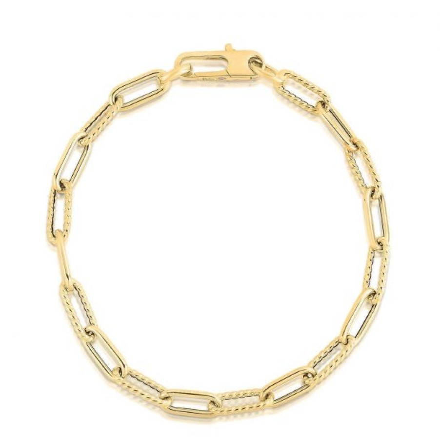 Jewelry Roberto Coin Link Bracelets | Roberto Coin Designer Gold 18K Yellow Gold Paperclip Link Bracelet