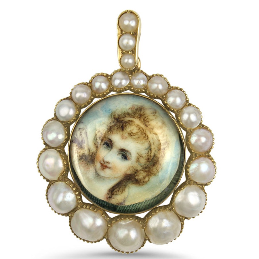 Estate PAGE Estate | Estate 14K Yellow Gold Pearl Portrait Pendant