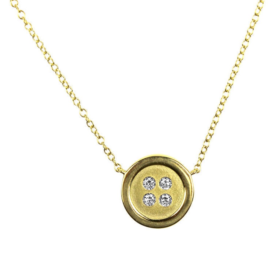 Jewelry Springer's Collection Diamond Necklaces & Pendants | 18K Yellow Gold Suna Bros Diamond Button Necklace