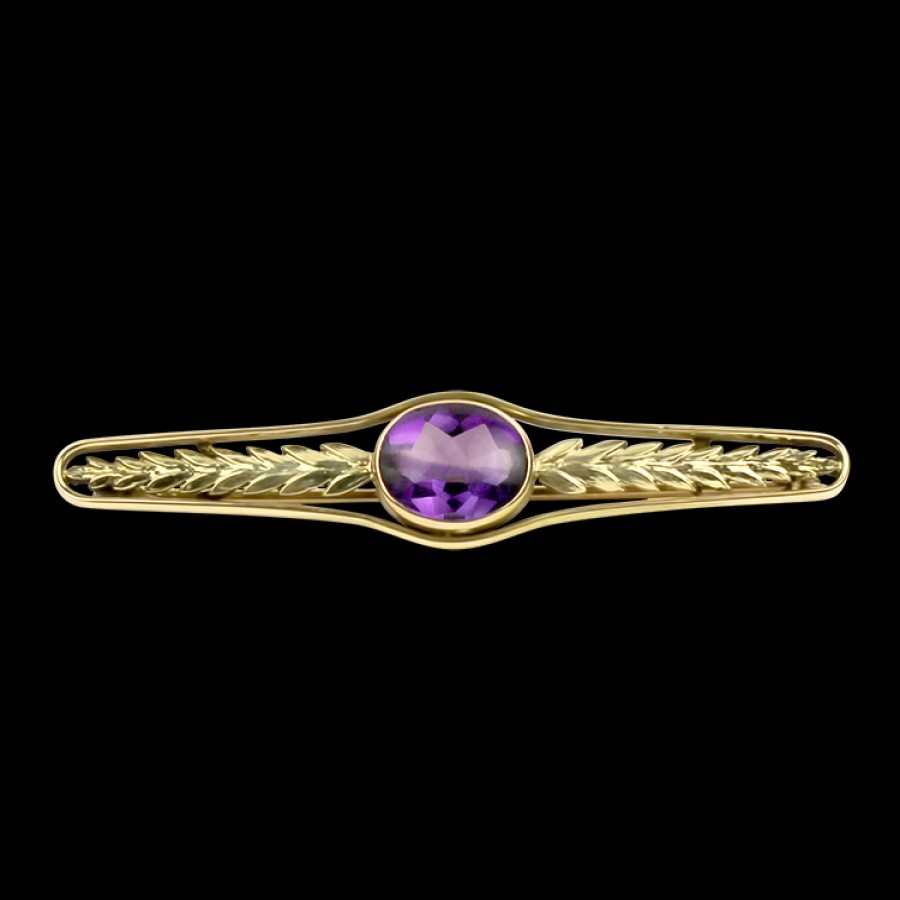 Estate PAGE Estate | Estate 14K Yellow Gold Cabochon Amethyst Pin