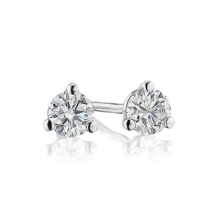 Jewelry David Weisz Diamond Earrings | David Weisz Premier White Gold Three-Prong Martini Diamond Stud Earrin