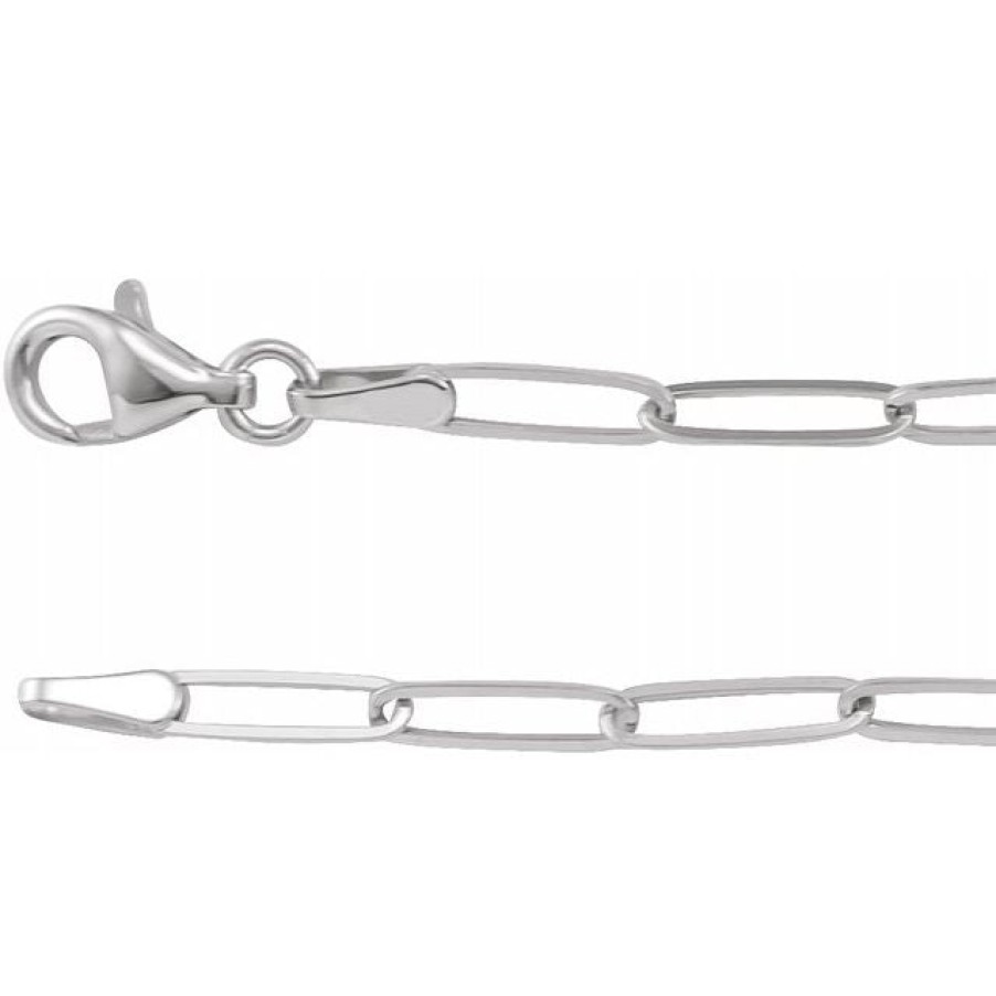 Jewelry Sincerely, Springer's Chains | Sincerely, Springer'S White Gold Elongated 2.6Mm Link "Paperclip" Chai