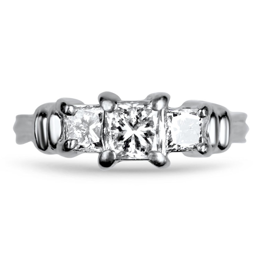 Estate PAGE Estate | Estate Platinum Three Stone Princess Cut Diamond Engagement Ring