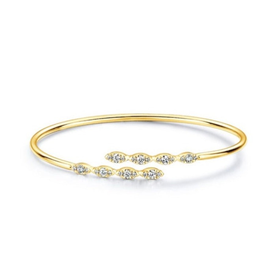 Jewelry Hearts on Fire Diamond Bracelets | Hearts On Fire Aerial 18K Yellow Gold Marquis Flexi Diamond Bangle Bra