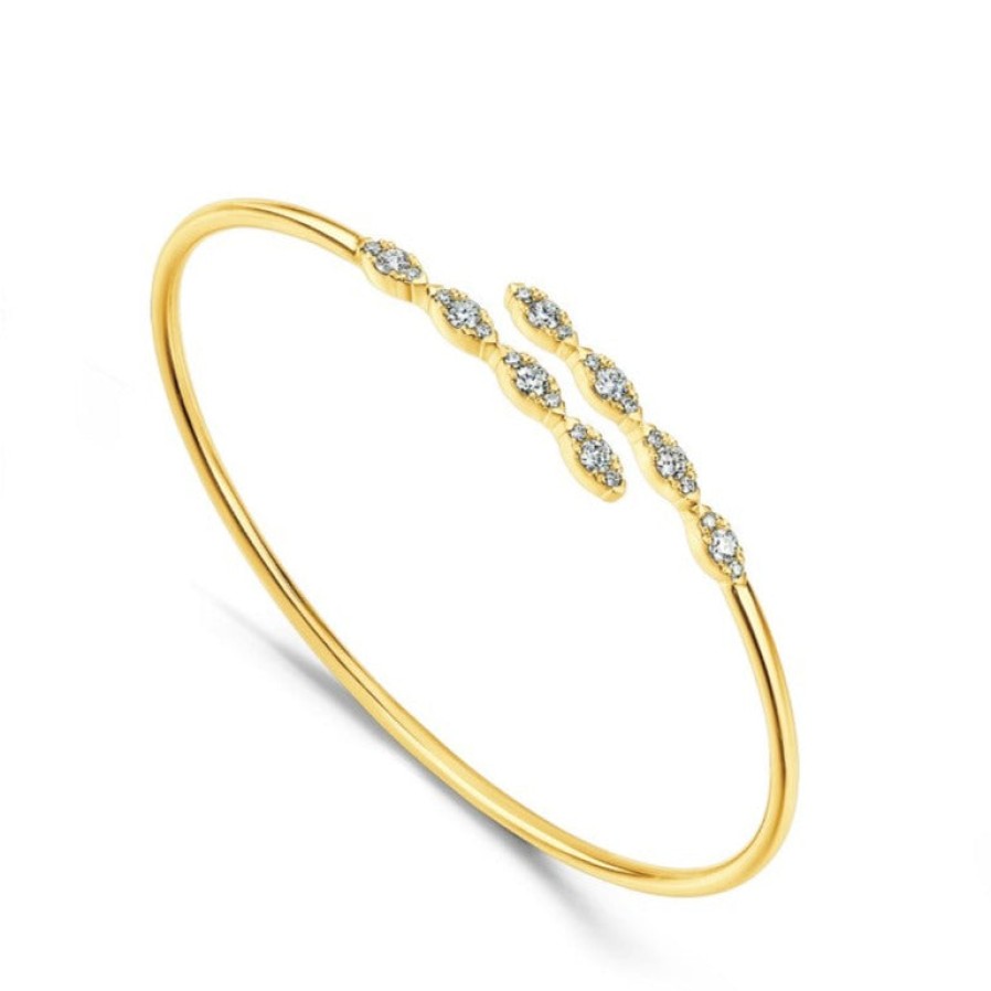 Jewelry Hearts on Fire Diamond Bracelets | Hearts On Fire Aerial 18K Yellow Gold Marquis Flexi Diamond Bangle Bra