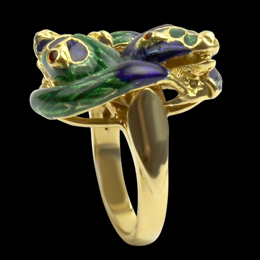 Estate PAGE Estate | Estate 18K Yellow Gold Enamel Snake Ring