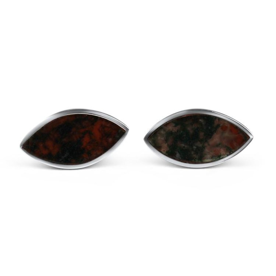 Jewelry 1870 Collection Stud Earrings | Sterling Silver Moss Agate Stud Earrings