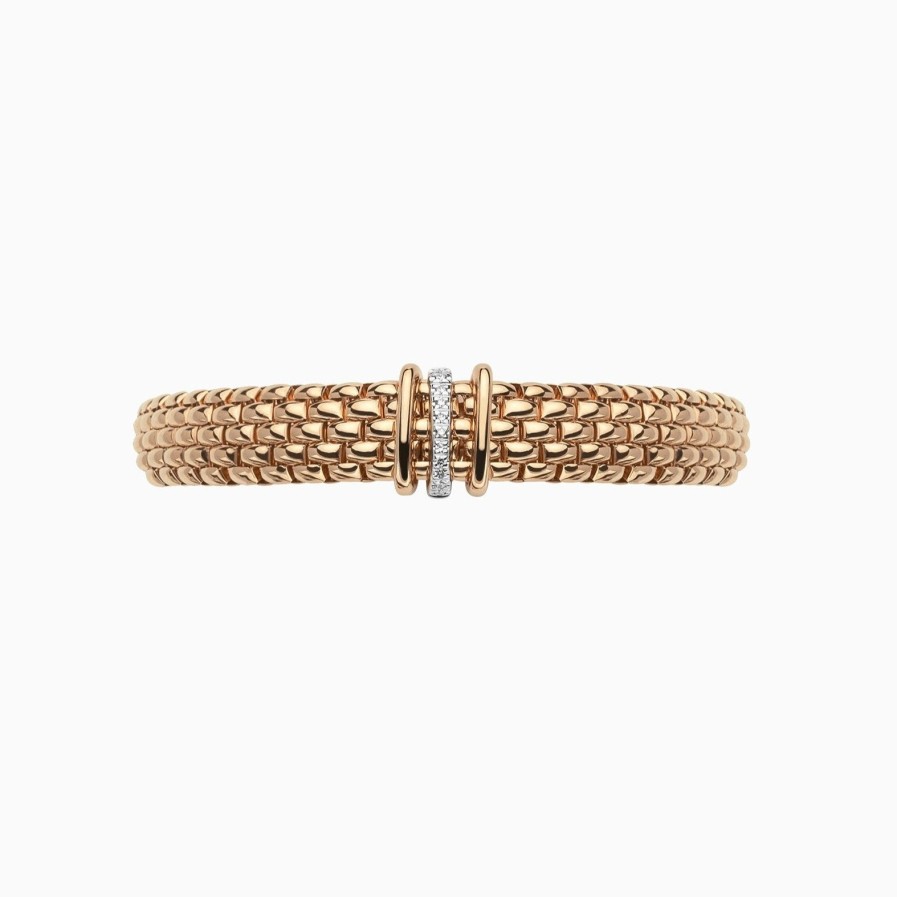 Jewelry Fope Bangle Bracelets | Fope Panorama Flex'It 18K Rose Gold Bracelet With Diamonds