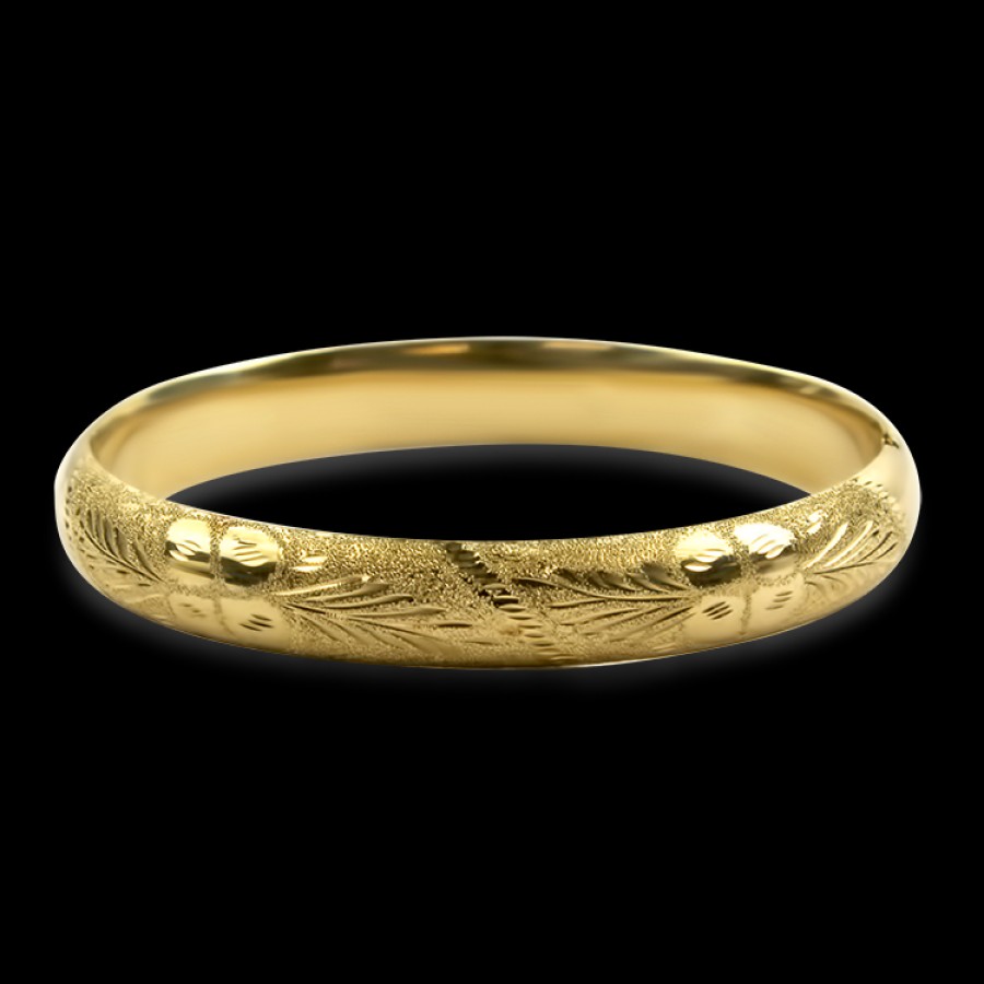 Estate PAGE Estate | Estate 14K Yellow Gold Floral Engraved Bangle Bracelet