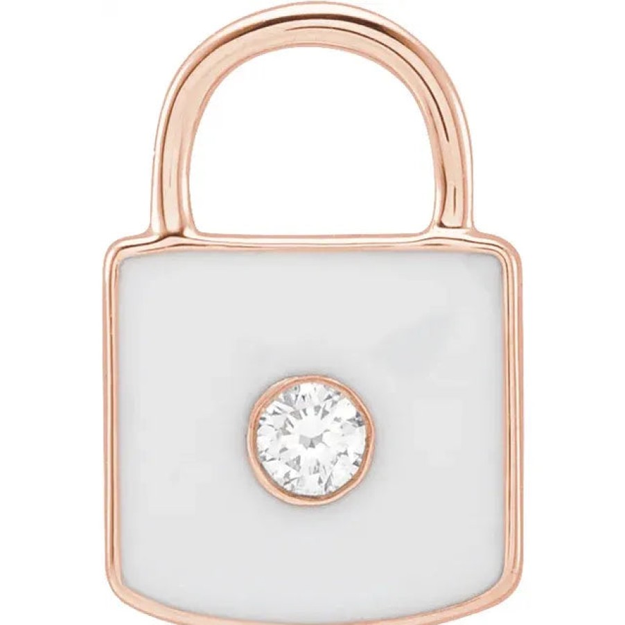 Jewelry Sincerely, Springer's Diamond Necklaces & Pendants | Sincerely, Springer'S Rose Gold White Enamel And Diamond Locket Charm