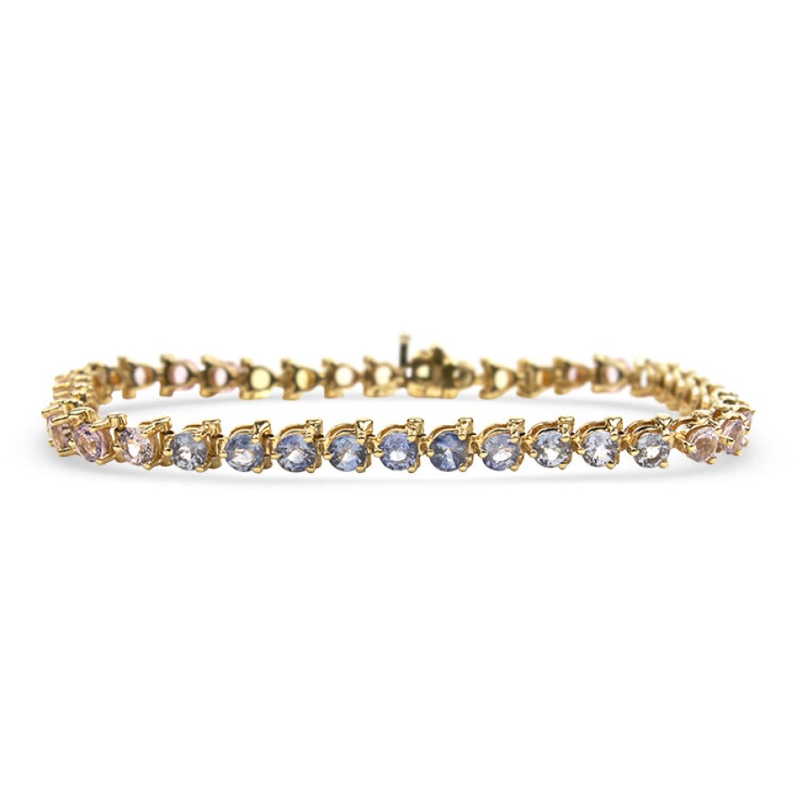 Estate PAGE Estate | Estate 14K Yellow Gold "Rainbow" Sapphire Line Bracelet