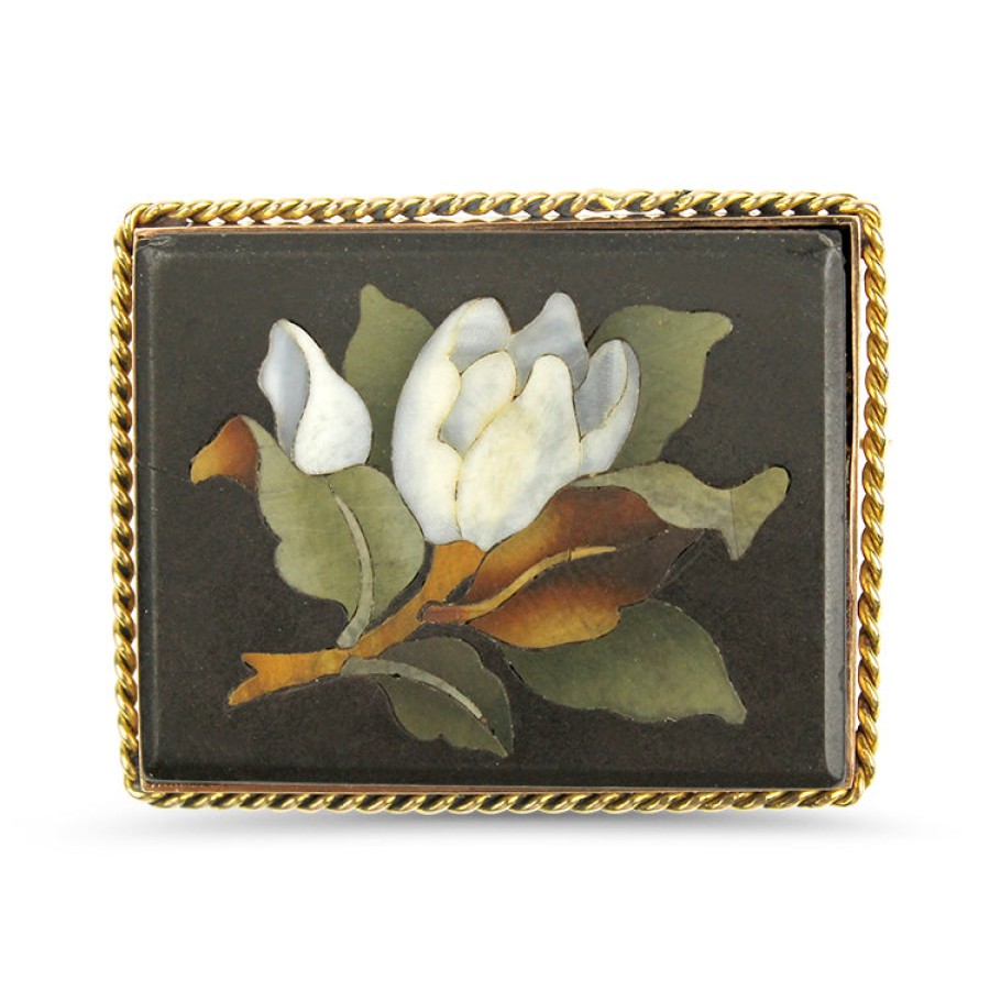 Estate PAGE Estate | Estate 14K Yellow Gold Pietra Dura Pin