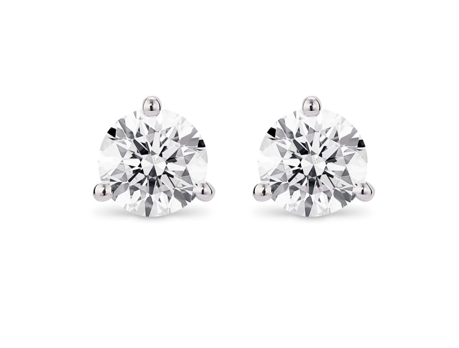 Jewelry Lightbox Stud Earrings | Lightbox Lab-Grown White Gold Diamond Studs - 2Ctw