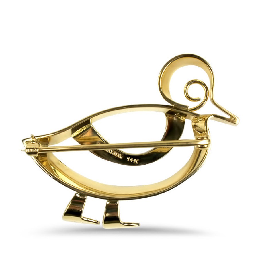 Estate Estate Tiffany & Co. | Tiffany & Co. Estate 14K Yellow Gold Stylized Duck Pin