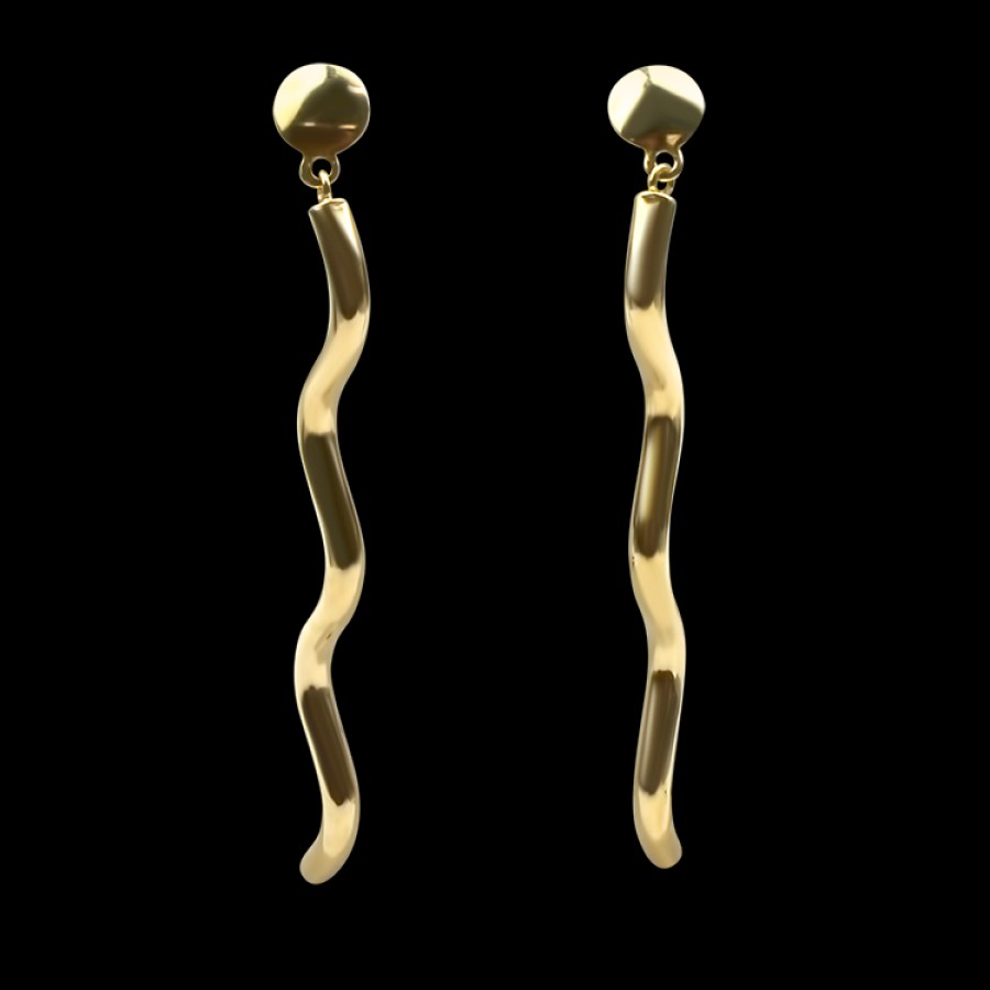 Estate PAGE Estate | Estate 14K Yellow Gold Long Squiggle Dangle Earrings