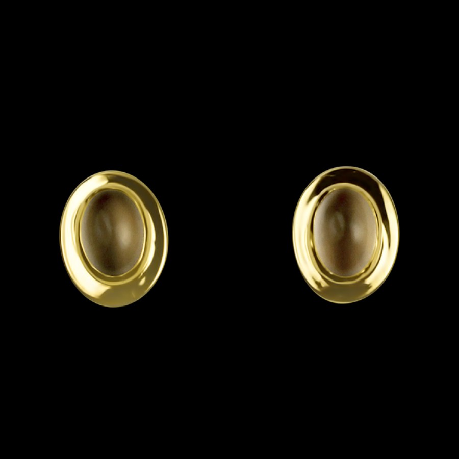 Estate PAGE Estate | Estate 14K Yellow Gold Moonstone Cabochon Stud Earrings