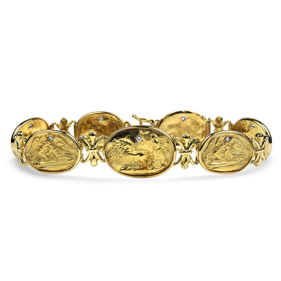 Estate PAGE Estate | Estate 14K Yellow Gold Embossed Roman Link Bracelet