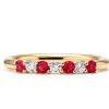 Jewelry Mark Henry Diamond Rings | Mark Henry 18K Yellow Gold "Everlong Slim Seven Stone" Ruby And Diamon