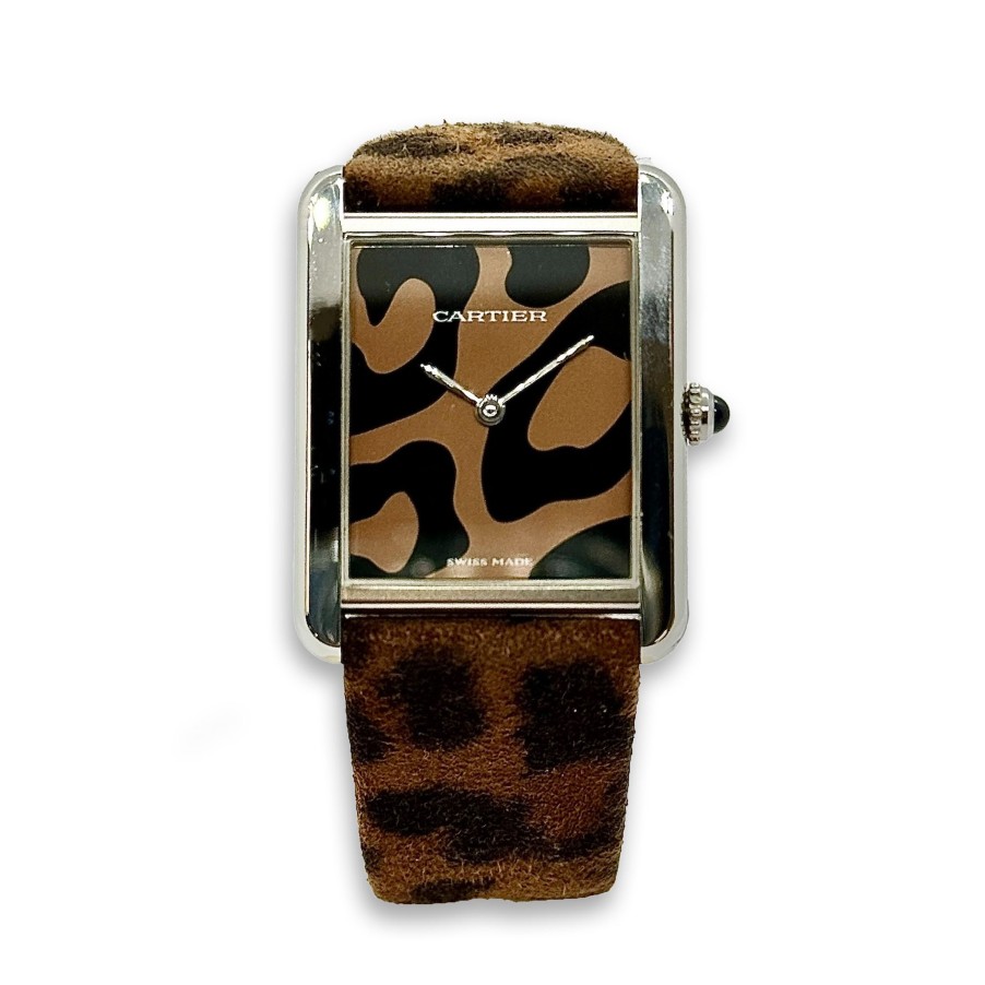 Watches Pre-Owned Watch | Pre-Owned Stainless-Steel Cartier Tank Leopard Animal Limited Edition