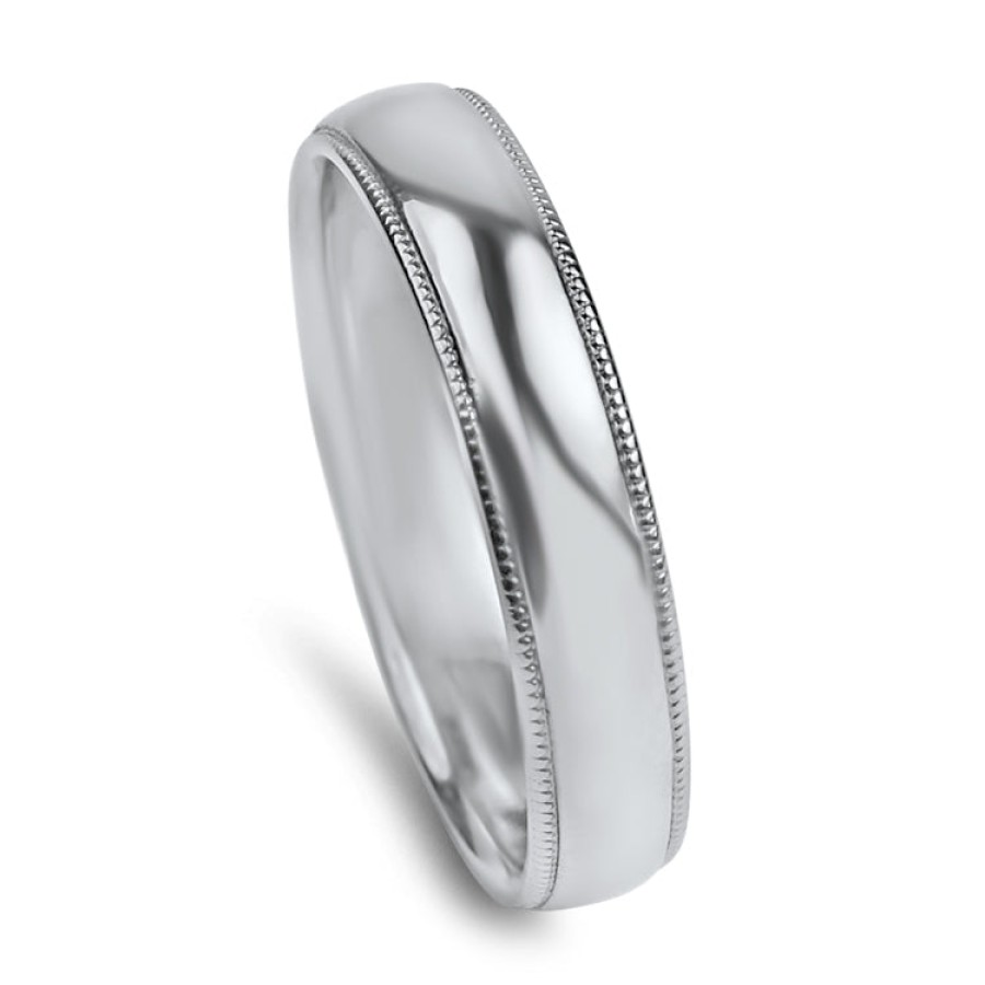 Estate PAGE Estate | Estate Platinum 4.75Mm Milgrain Half Round Wedding Band