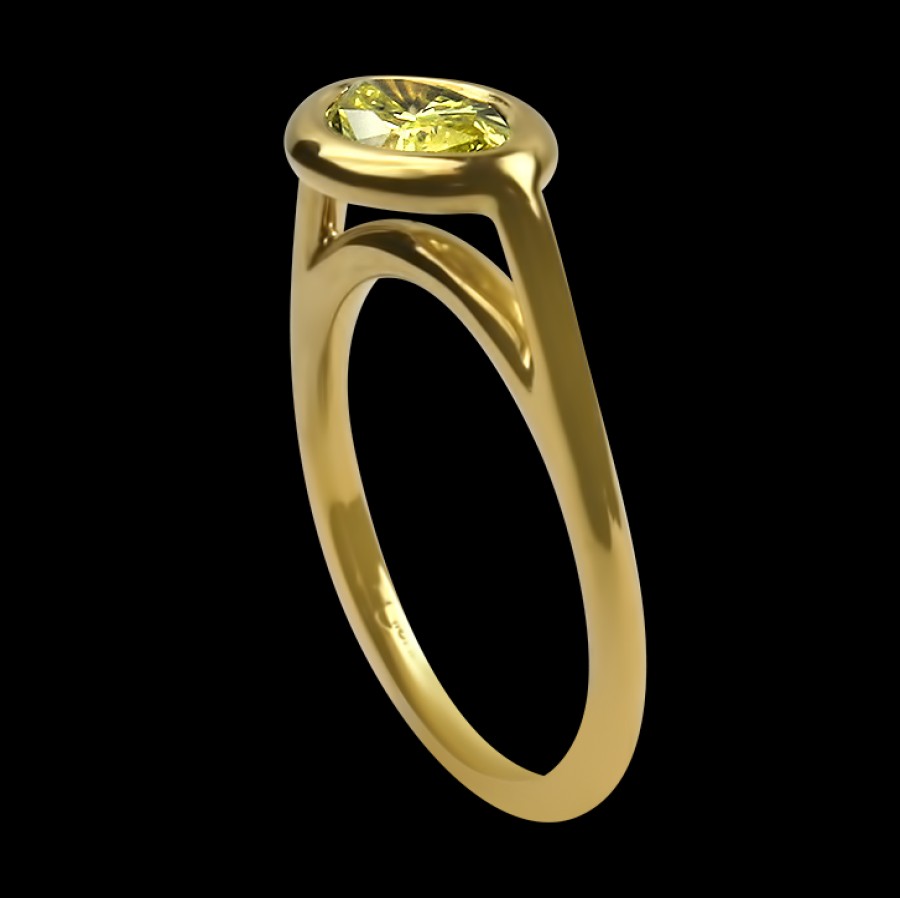 Estate PAGE Estate | Estate 18K Yellow Gold Fancy Yellow Marquis Diamond Bezel Solitaire Ri